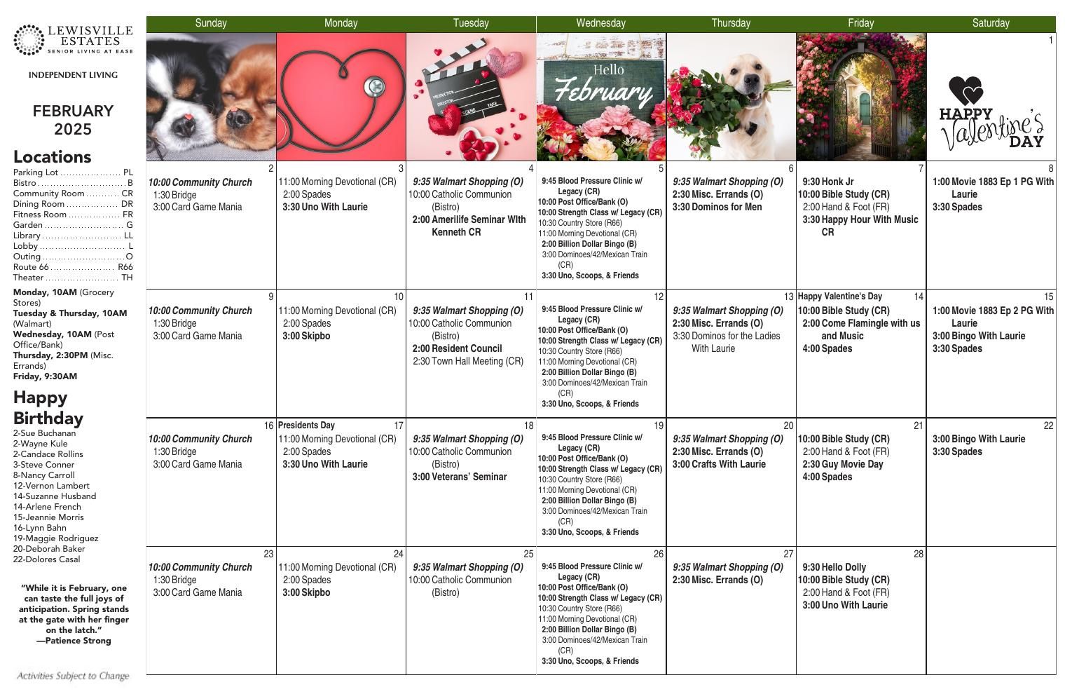 Independent Living Event Calendar